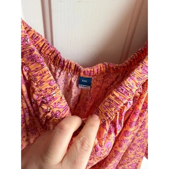 NEW Women's Colorful Pink Orange Floral Mini Relaxed Twill Swing Dress XXL - Picture 4 of 5